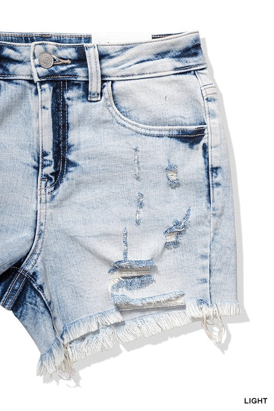 Acid Wash Denim Shorts
