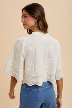 Load image into Gallery viewer, Floral Embroidery Front Tie Top
