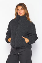 Load image into Gallery viewer, Black Corduroy Puffer Jacket
