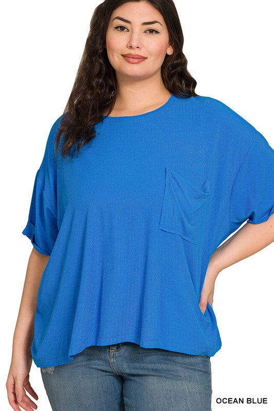 Plus Oversized Ribbed Top