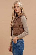 Load image into Gallery viewer, Brown Zip Up Cropped Puffer Vest
