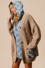 Load image into Gallery viewer, Checkered Denim Sweater Cardigan
