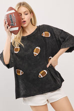 Load image into Gallery viewer, Vintage Black Football Patch Oversized Tee
