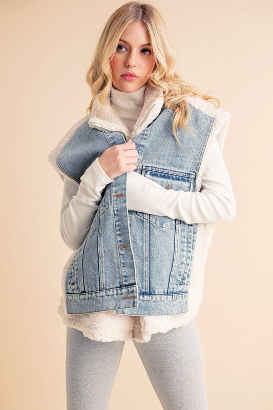 Denim Sherpa Vest