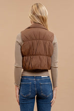 Load image into Gallery viewer, Brown Zip Up Cropped Puffer Vest
