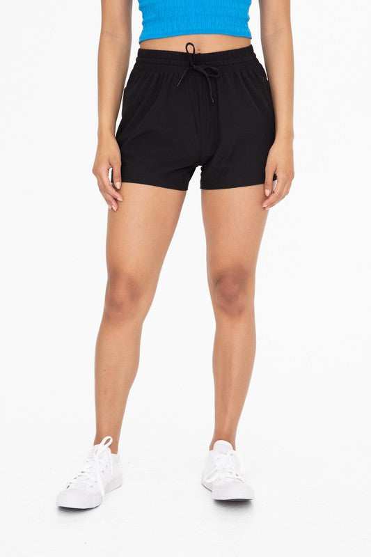 Black Drawstring Athleisure Shorts