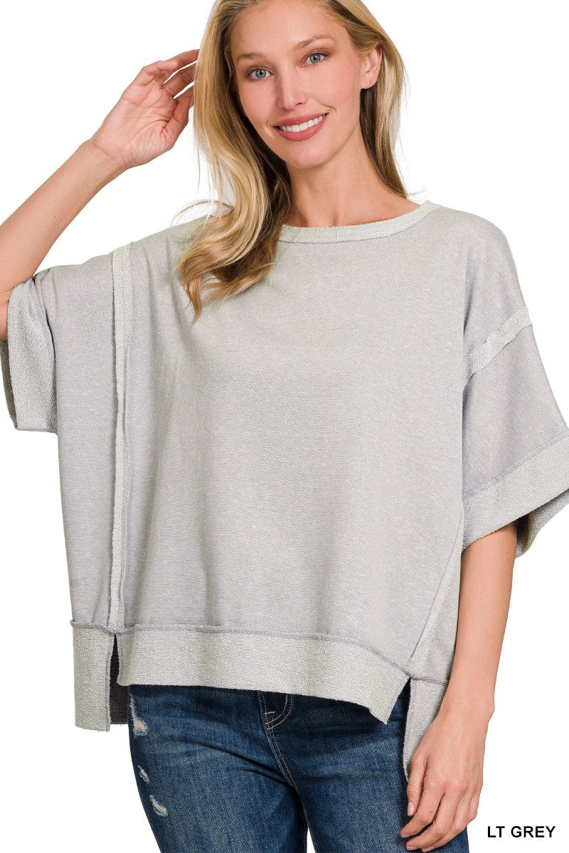 Grey Drop Shoulder Top