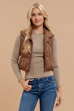 Load image into Gallery viewer, Brown Zip Up Cropped Puffer Vest
