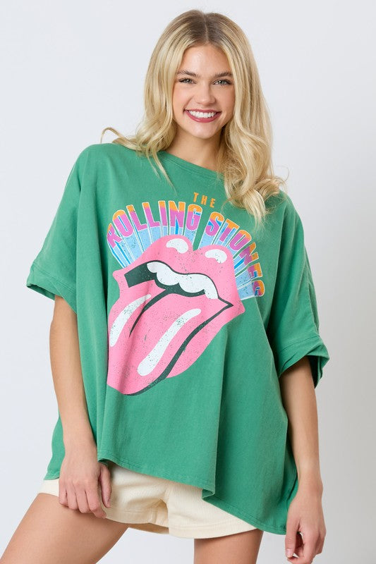 Green Rolling Stones Top