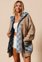 Load image into Gallery viewer, Checkered Denim Sweater Cardigan
