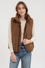 Load image into Gallery viewer, Brown Zip Up Puffer Vest
