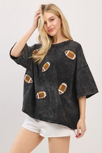Load image into Gallery viewer, Vintage Black Football Patch Oversized Tee

