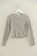Load image into Gallery viewer, Grey Asymmetrical Jersey Knit Long-sleeve Top
