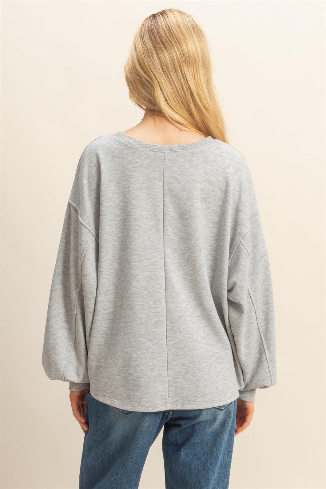 Grey Casual Long Sleeve Knit Top (Copy)