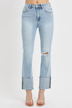 Load image into Gallery viewer, High Rise Ankle Straight Wide Cuffed Jeans

