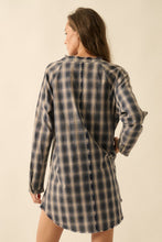 Load image into Gallery viewer, Plaid Flannel Raw-edge Button-up Mini Shirt Dress
