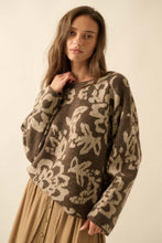 Load image into Gallery viewer, Floral Jacquard-knit Rolled-edge Sweater
